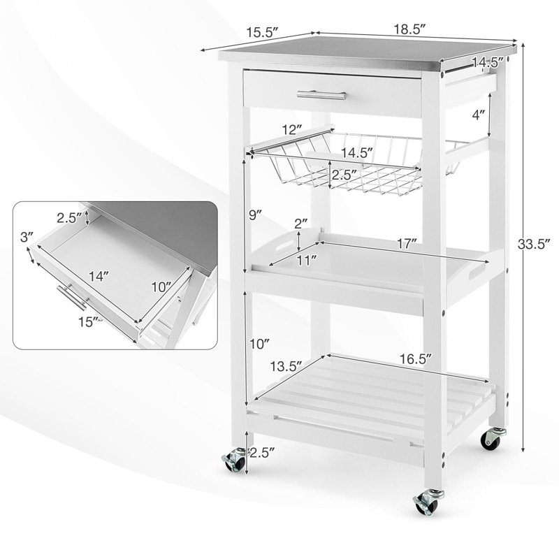 Wildon Home® Talisha Metal Kitchen Cart Wayfair
